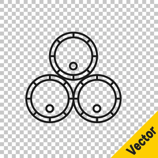 Línea Negra Icono Barriles Madera Aislado Sobre Fondo Transparente Barril — Archivo Imágenes Vectoriales