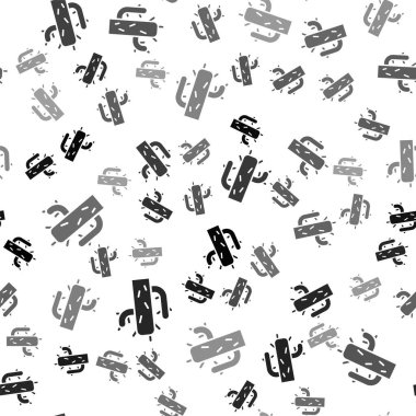 Siyah Kaktüs ikonu beyaz arka planda izole edilmiş pürüzsüz desen. Vektör İllüstrasyonu