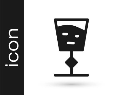 Beyaz arka planda izole edilmiş gri şarap ikonu. Şarap kadehi işareti. Vektör İllüstrasyonu