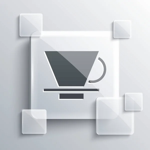 Graues V60 Kaffeemaschinen Symbol Isoliert Auf Grauem Hintergrund Quadratische Glasscheiben — Stockvektor