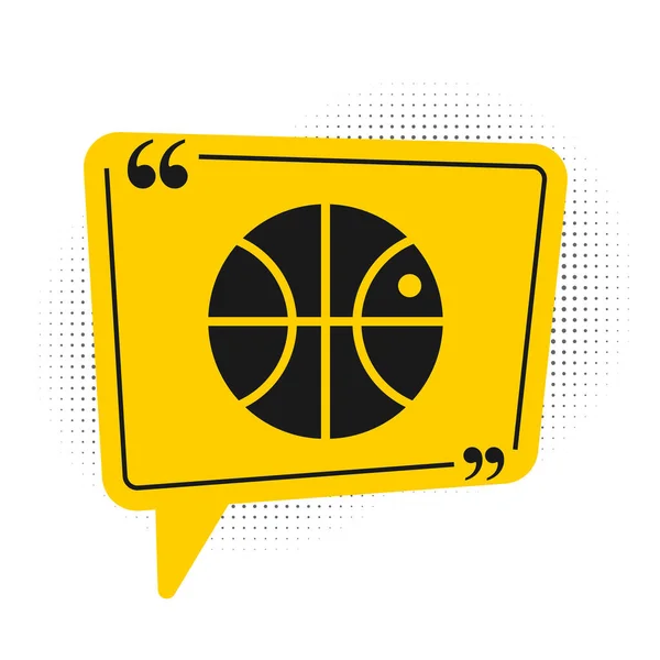 Черный Баскетбол Значок Изолирован Белом Фоне Спортивный Символ Символ Жёлтой — стоковый вектор
