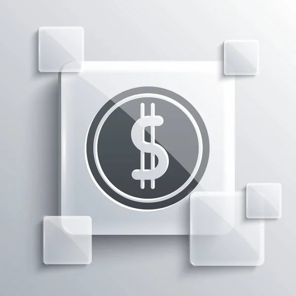 Monnaie Monnaie Grise Avec Icône Symbole Dollar Isolé Sur Fond — Image vectorielle
