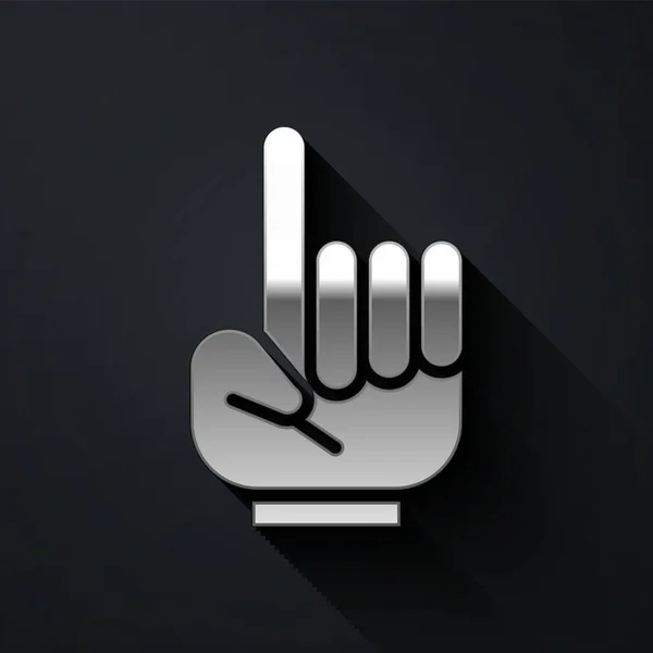 Stříbrná Rukavice Číslo Prstem Zvednutým Ikona Izolované Černém Pozadí Symbol — Stockový vektor