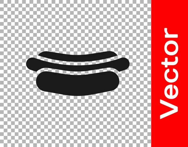 Black Hotdog Icono Sándwich Aislado Sobre Fondo Transparente Icono Salchicha — Vector de stock