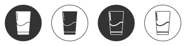Vetro Nero Con Icona Dell Acqua Isolata Sfondo Bianco Bicchiere — Vettoriale Stock