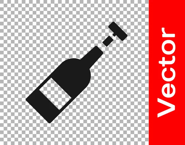 Schwarz Geöffnete Flasche Wein Symbol Isoliert Auf Transparentem Hintergrund Vektorillustration — Stockvektor