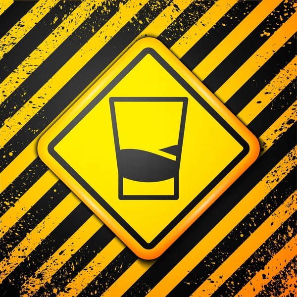 Schwarzes Glas Wodka Symbol Isoliert Auf Gelbem Hintergrund Warnzeichen Vektorillustration — Stockvektor