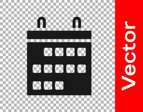 Czarny Kalendarz Ikona Odizolowany Przejrzysty Tło Symbol Przypomnienia Zdarzeń Ilustracja — Wektor stockowy