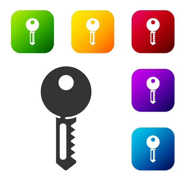 Black House Key Icon Isolated White Background Set Icons Color — Stock Vector