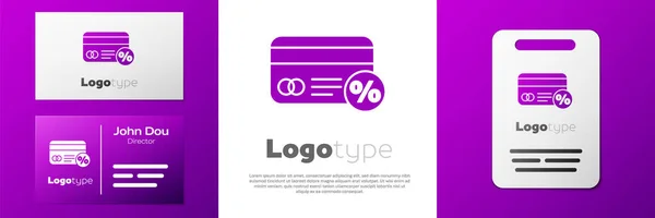 Logotipo Tarjeta Descuento Con Icono Por Ciento Aislado Sobre Fondo — Vector de stock