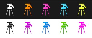 Tripod simgesini siyah beyaz arkaplanda izole et. Vektör İllüstrasyonu