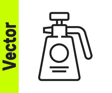 Su için siyah çizgi bahçe spreyi, gübre, beyaz arka planda izole edilmiş kimyasal ikon. Vektör İllüstrasyonu
