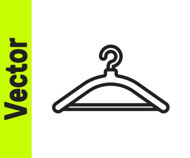 Siyah çizgi Askı gardırop simgesi beyaz arka plan üzerinde izole. Vestiyer simgesi. Giysi servisi sembolü. Çamaşır askısı işareti. Vektör İllüstrasyonu