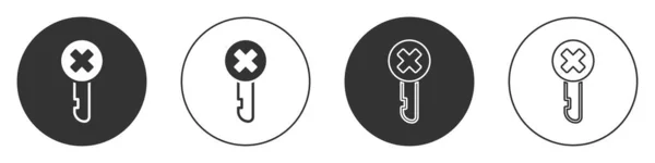 Schwarz Falsches Schlüsselsymbol Isoliert Auf Weißem Hintergrund Kreis Taste Vektorillustration — Stockvektor