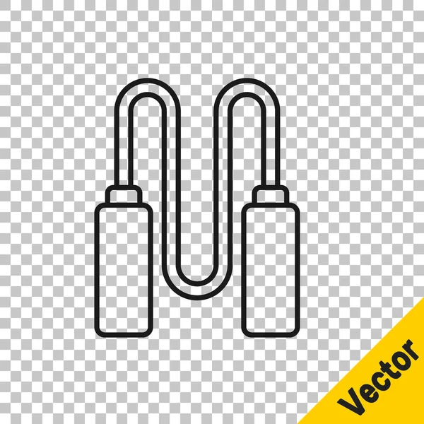 Ligne Noire Icône Corde Saut Isolé Sur Fond Transparent Une — Image vectorielle