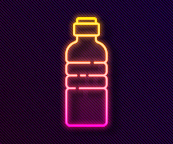 Leuchtende Leuchtschrift Wasserflasche Isoliert Auf Schwarzem Hintergrund Soda Aqua Drink — Stockvektor