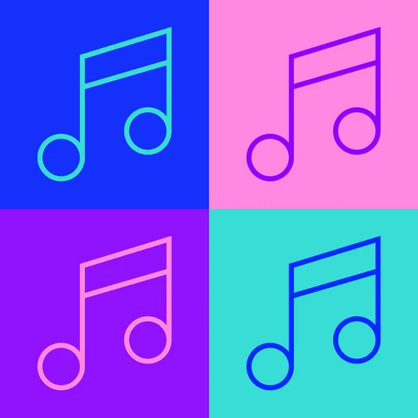 Pop Art Line Music Note Tone Icon Isolated Color Background — Stock Vector