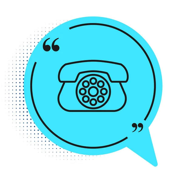 Czarna Linia Ikona Telefonu Izolowana Białym Tle Telefon Stacjonarny Niebieski — Wektor stockowy
