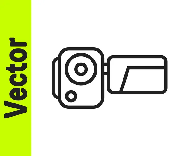 Black Line Cinema Kamera Icon Isoliert Auf Weißem Hintergrund Videokamera — Stockvektor
