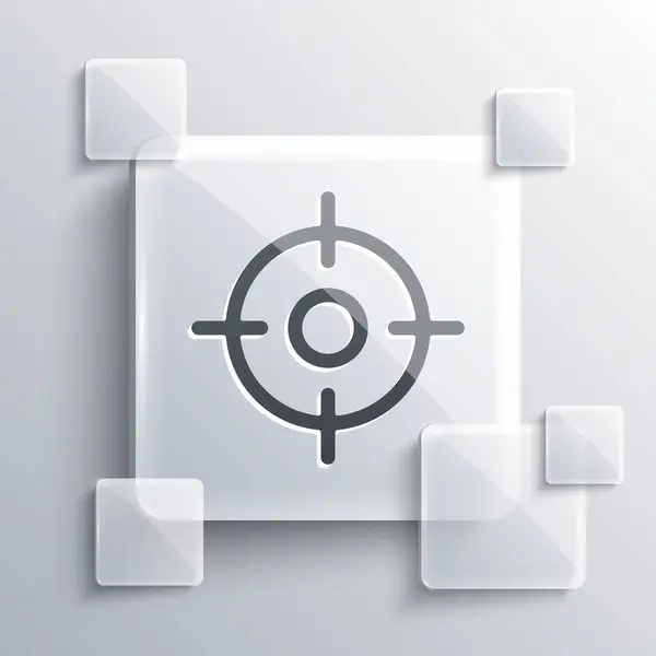 灰色背景下孤立的灰色目标运动图标 有射击场或射击场编号的干净目标 方块玻璃面板 病媒图解 — 图库矢量图片