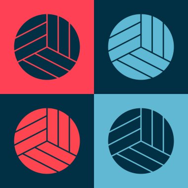 Pop Art Voleybol ikonu renk arkaplanında izole edilmiş. Spor malzemeleri. Vektör İllüstrasyonu
