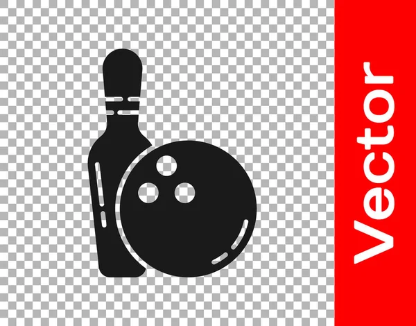 Schwarze Bowlingnadel Und Ball Symbol Isoliert Auf Transparentem Hintergrund Sportgeräte — Stockvektor