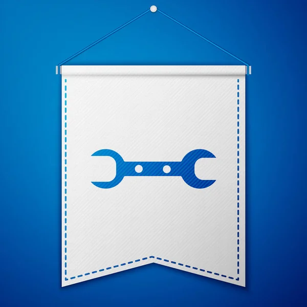 Modrý Klíč Klíč Ikona Izolované Modrém Pozadí Bílá Vlajková Šablona — Stockový vektor