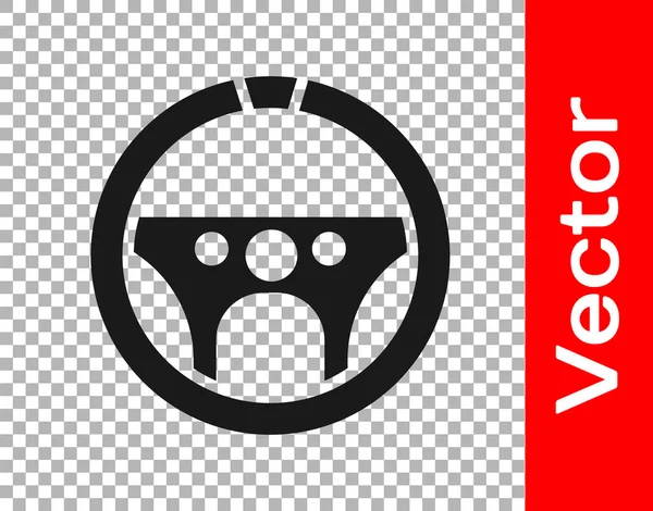 Black Steering Wheel Icon Isolated Transparent Background Car Wheel Icon — ストックベクタ