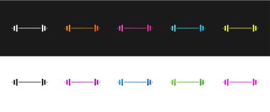 Barbell simgesini siyah beyaz arkaplanda izole et. Kas kaldırma ikonu, fitness halteri, spor aletleri, egzersiz yaban domuzu. Vektör İllüstrasyonu