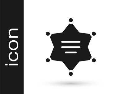 Gri Hexagram Şerif ikonu beyaz arka planda izole edildi. Polis rozeti ikonu. Vektör İllüstrasyonu