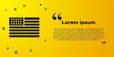 Sarı arka planda siyah Amerikan bayrağı ikonu izole edildi. ABD bayrağı. Amerika Birleşik Devletleri. Vektör İllüstrasyonu