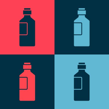 Renkli arka planda izole edilmiş bir şişe su ikonu. Soda su içme tabelası. Vektör İllüstrasyonu