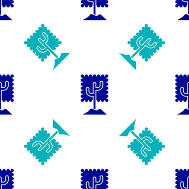 Mavi Ağaç simgesi beyaz arkaplanda izole edilmiş kusursuz desen. Orman sembolü. Vektör İllüstrasyonu