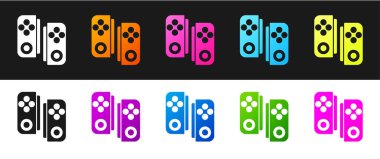 Gamepad simgesini siyah ve beyaz arkaplanda izole et. Oyun kontrolörü. Vektör İllüstrasyonu