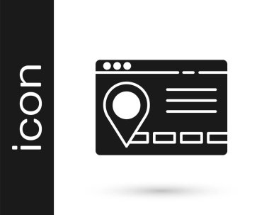 Şehir haritası yön bulma simgesinin gri bilgileri beyaz arkaplanda izole edildi. Mobil Uygulama Arayüzü tasarımı. Coğrafi konsept. Vektör İllüstrasyonu