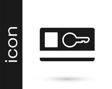 Gri Anahtar kartı simgesi beyaz arkaplanda izole edildi. Vektör İllüstrasyonu