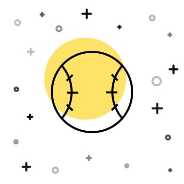 Siyah çizgi beyzbol topu ikonu beyaz arkaplanda izole edildi. Rastgele dinamik şekiller. Vektör İllüstrasyonu