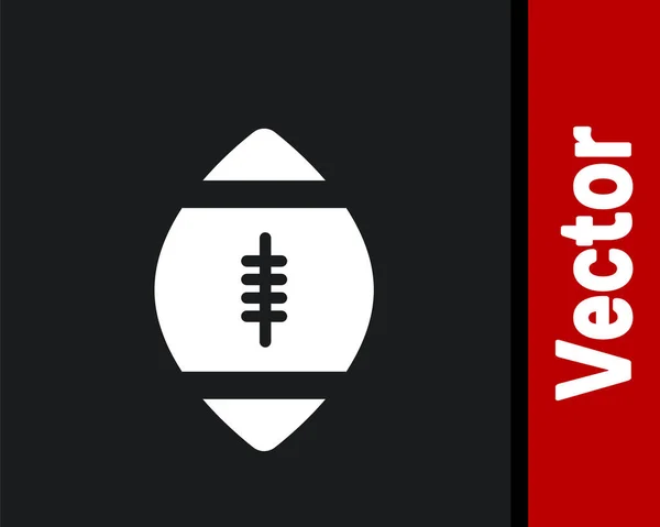 Weiße Ikone Des Amerikanischen Fußballs Isoliert Auf Schwarzem Hintergrund Rugby — Stockvektor
