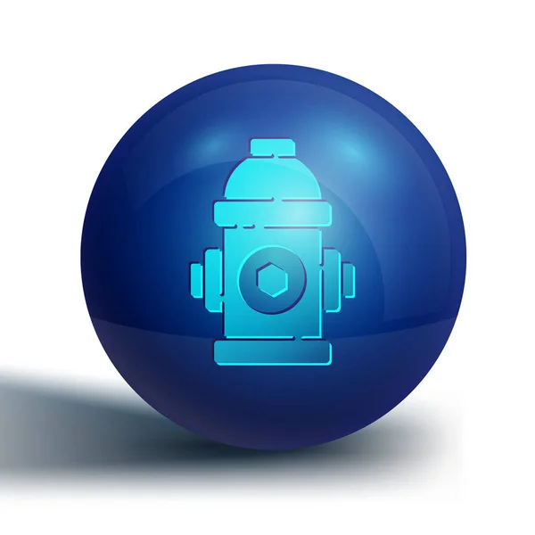 Blue Fire Hydrant Icoon Geïsoleerd Witte Achtergrond Blauwe Cirkel Knop — Stockvector