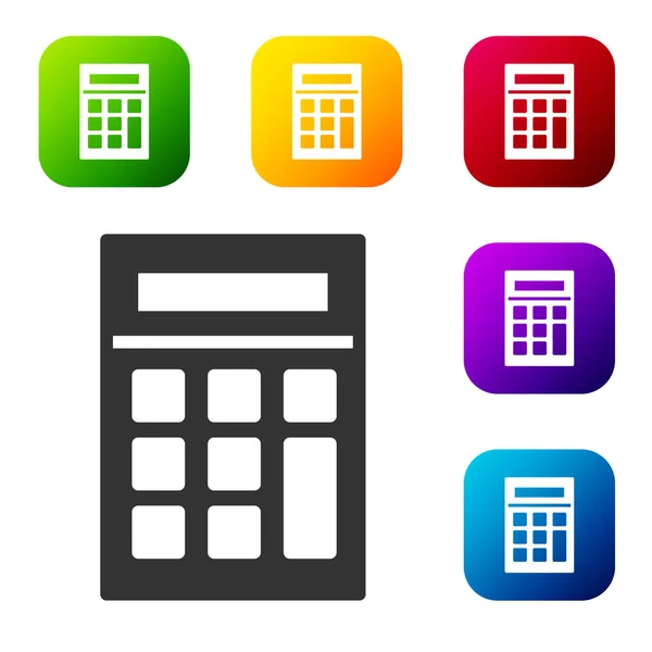 Zwarte Calculator Pictogram Geïsoleerd Witte Achtergrond Boekhoudkundig Symbool Bedrijfsberekeningen Wiskunde — Stockvector