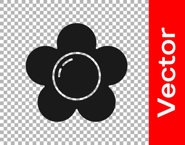 Icono Flor Negra Aislado Sobre Fondo Transparente Ilustración Vectorial — Vector de stock