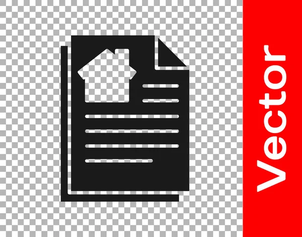 Icono Contrato Casa Negra Aislado Sobre Fondo Transparente Servicio Creación — Vector de stock