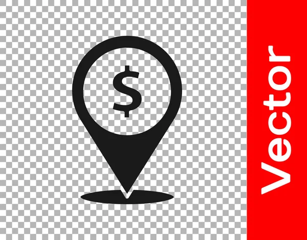 Icône Localisation Black Cash Isolée Sur Fond Transparent Pointeur Symbole — Image vectorielle