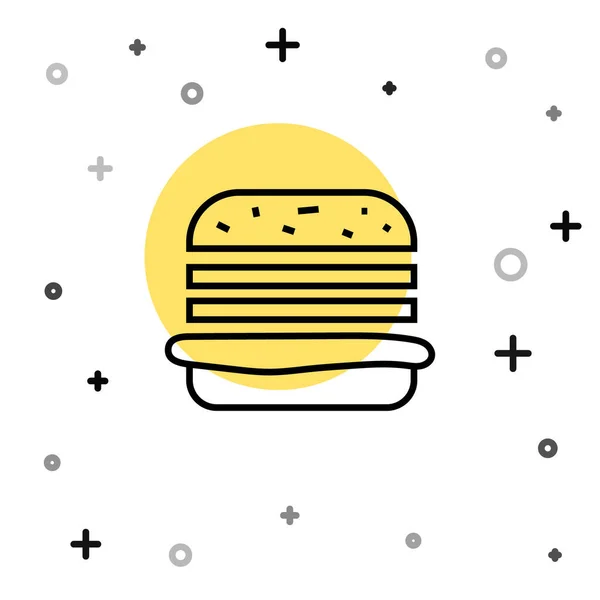 Черная Линия Бургер Значок Изолирован Белом Фоне Икона Гамбургера Знак — стоковый вектор