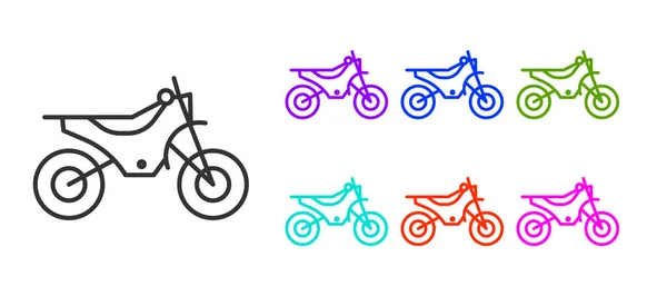 Svart Linje Mountain Cykel Ikon Isolerad Vit Bakgrund Ställ Ikoner — Stock vektor
