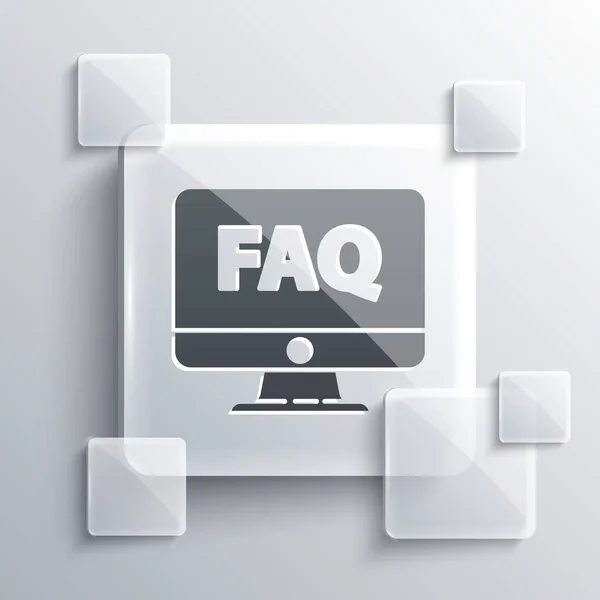 Grey Computer Monitor Faq Icon Isolated Grey Background Adjusting Service — Stock Vector