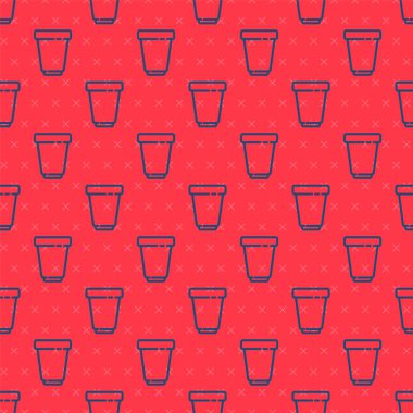 Mavi çizgi su filtresi kartuş simgesi kırmızı arkaplanda izole edilmiş kusursuz desen. Vektör İllüstrasyonu