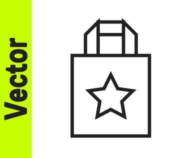 Siyah çizgi Kağıt alışveriş çantası simgesi beyaz arka plan üzerinde izole. Paket işareti. Vektör İllüstrasyonu