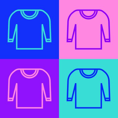 Pop sanat eseri süveter ikonu renk arkaplanında izole edilmiş. Kazak ikonu. Vektör İllüstrasyonu