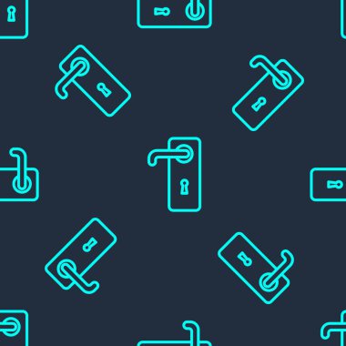 Yeşil Hat Kapı simgesi mavi arka planda izole edilmiş pürüzsüz desen. Kapı kilidi işareti. Vektör İllüstrasyonu